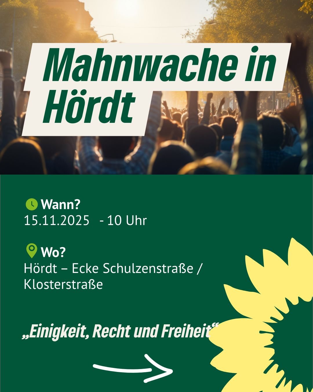 Mahnwache in Hördt: 15.11.2025, ab 10 Uhr, Ecke Schulzenstraße/Klosterstraße